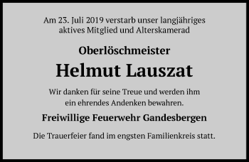 Traueranzeige von Helmut Lauszat von SYK