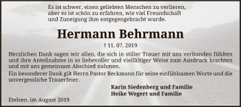 Traueranzeige von Hermann Behrmann von SYK