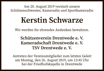 Traueranzeige von Kerstin Schwarze von SYK