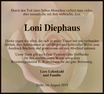 Traueranzeige von Loni Diephaus von SYK