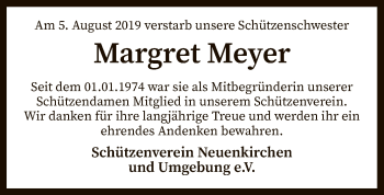 Traueranzeige von Margret Meyer von SYK