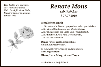 Traueranzeige von Renate Mons von SYK