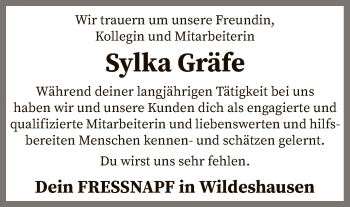 Traueranzeige von Sylka Gräfe von SYK