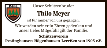 Traueranzeige von Thilo Meyer