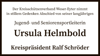 Traueranzeige von Ursula Helmbold von SYK