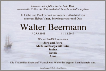 Traueranzeige von Walter Beermann von SYK