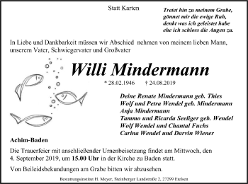 Traueranzeige von Willi Mindermann von SYK