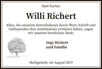 Traueranzeige von Willi Richert von SYK