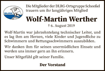 Traueranzeige von Wolf-Martin Werther von SYK