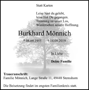 Traueranzeige von Burkhard Mönnich von SYK