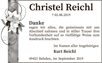 Traueranzeige von Christel Reichl von SYK