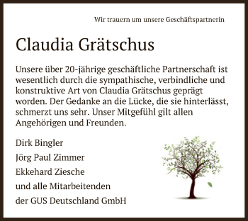 Traueranzeige von Claudia Grätschus von SYK