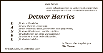 Traueranzeige von Detmer Harries von SYK