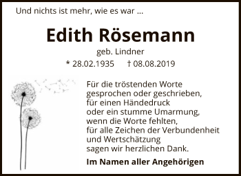 Traueranzeige von Edith Rösemann von SYK