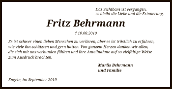 Traueranzeige von Fritz Behrmann von SYK