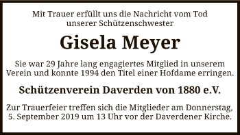 Traueranzeige von Gisela Meyer von SYK