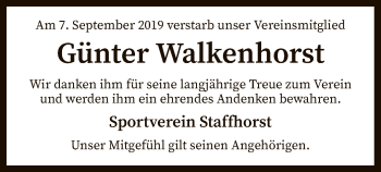 Traueranzeige von Günter Walkenhorst von SYK