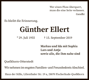 Traueranzeige von Günther Ellert von SYK