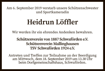 Traueranzeige von Heidrun Löffler von SYK