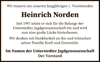 Traueranzeige von Heinrich Norden von SYK