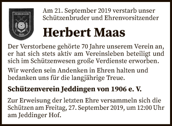 Traueranzeige von Herbert Maas von SYK