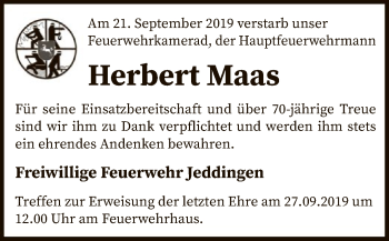 Traueranzeige von Herbert Maas von SYK