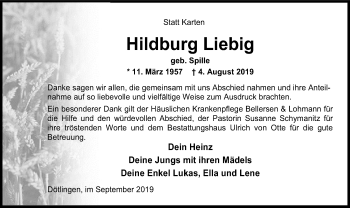 Traueranzeige von Hildburg Liebig von SYK