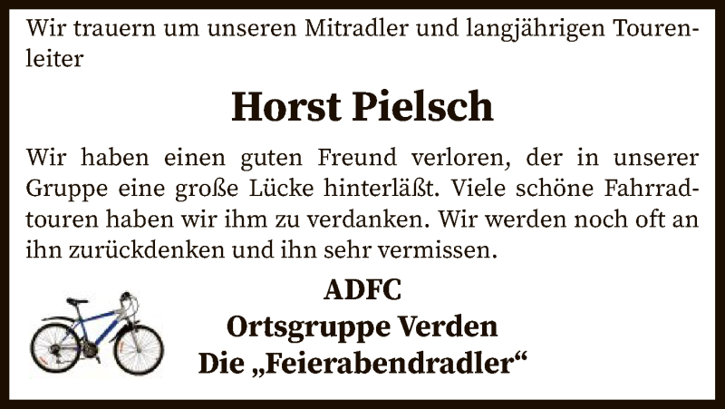  Traueranzeige für Horst Pielsch vom 28.09.2019 aus SYK