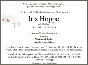 Traueranzeige von Iris Hoppe von SYK