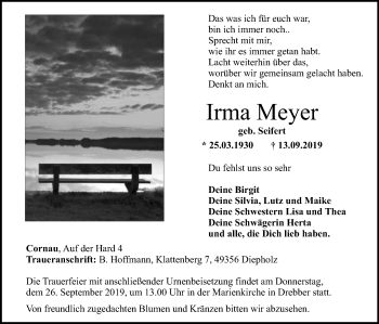 Traueranzeige von Irma Meyer von SYK