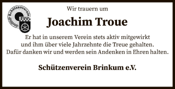 Traueranzeige von Joachim Troue von SYK