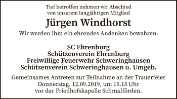 Traueranzeige von Jürgen Windhorst von SYK