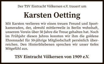 Traueranzeige von Karsten Oetting von SYK