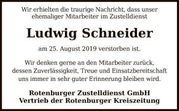 Traueranzeige von Ludwig Schneider von SYK