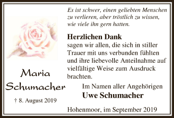 Traueranzeige von Maria Schumacher von SYK