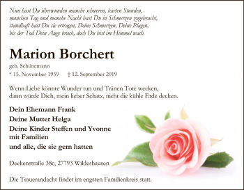 Traueranzeige von Marion Borchert von SYK