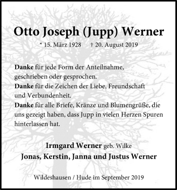 Traueranzeige von Otto Joseph Werner von SYK