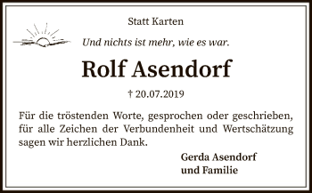 Traueranzeige von Rolf Asendorf von SYK