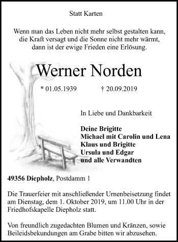 Traueranzeige von Werner Norden von SYK