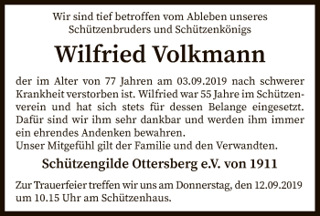 Traueranzeige von Wilfried Volkmann von SYK