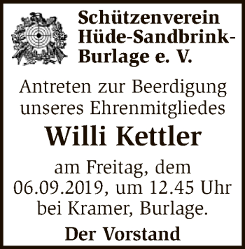 Traueranzeige von Willi Kettler von SYK