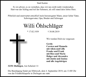 Traueranzeige von Willi Öhlschläger von SYK