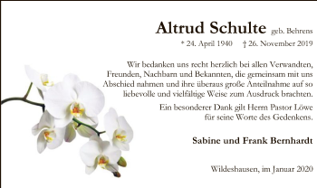 Traueranzeige von Altrud Schulte von SYK