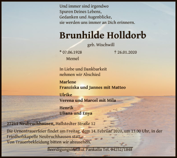 Traueranzeige von Brunhilde Holldorb von SYK