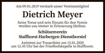 Traueranzeige von Dietrich Meyer von SYK