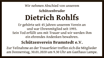 Traueranzeige von Dietrich Rohlfs von SYK