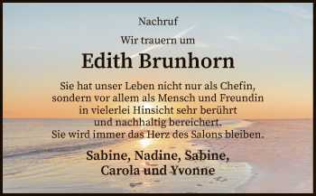 Traueranzeige von Edith Brunhorn von SYK