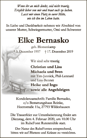 Traueranzeige von Elke Bernasko von SYK