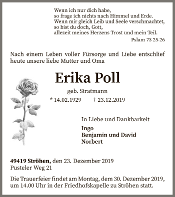 Traueranzeige von Erika Poll von SYK