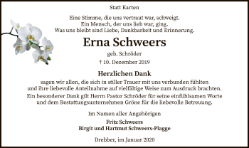 Traueranzeige von Erna Schweers von SYK